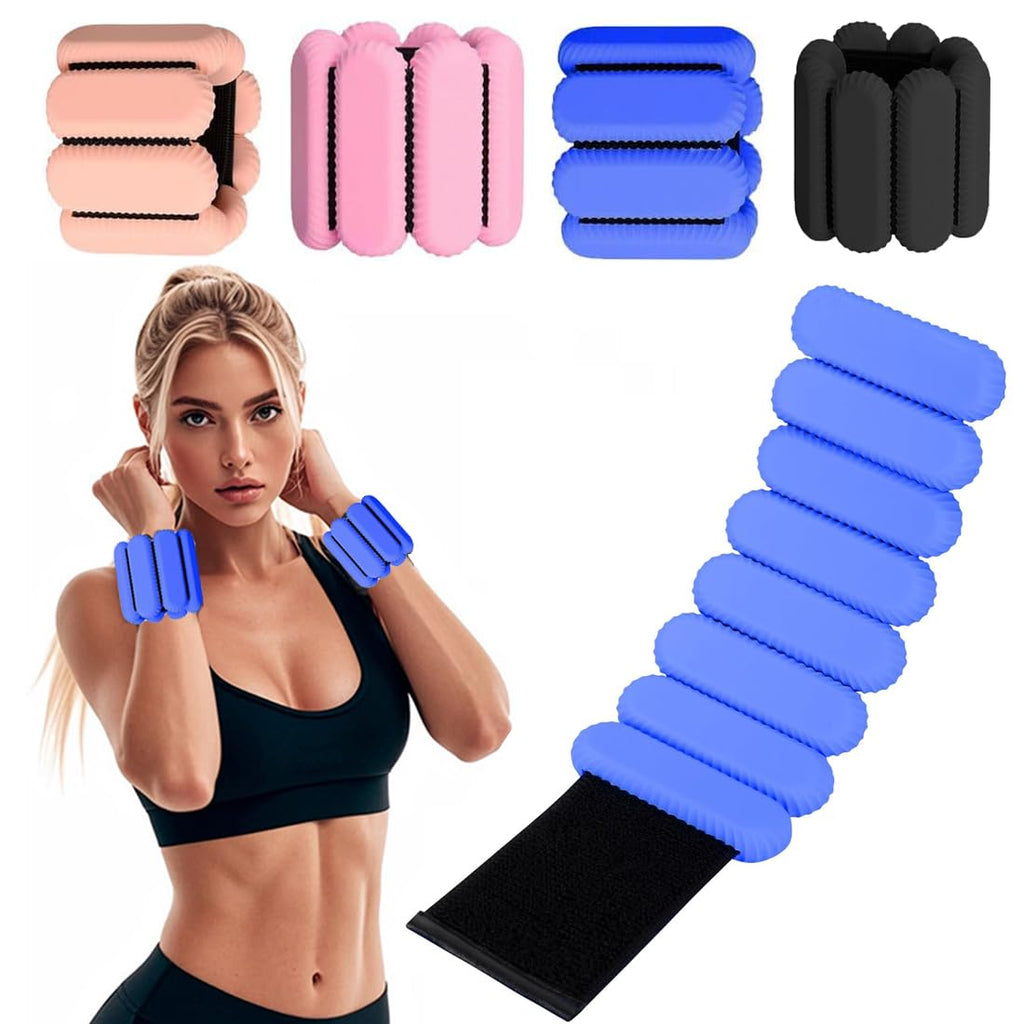 ibforcty 2PCS Adjustable Wrist Weights Ankle Weights Set for Exercise Walking Jogging Yoga Aerobics Pilates Weight-Bearing Bracelet Fitness Wristband(Blue)