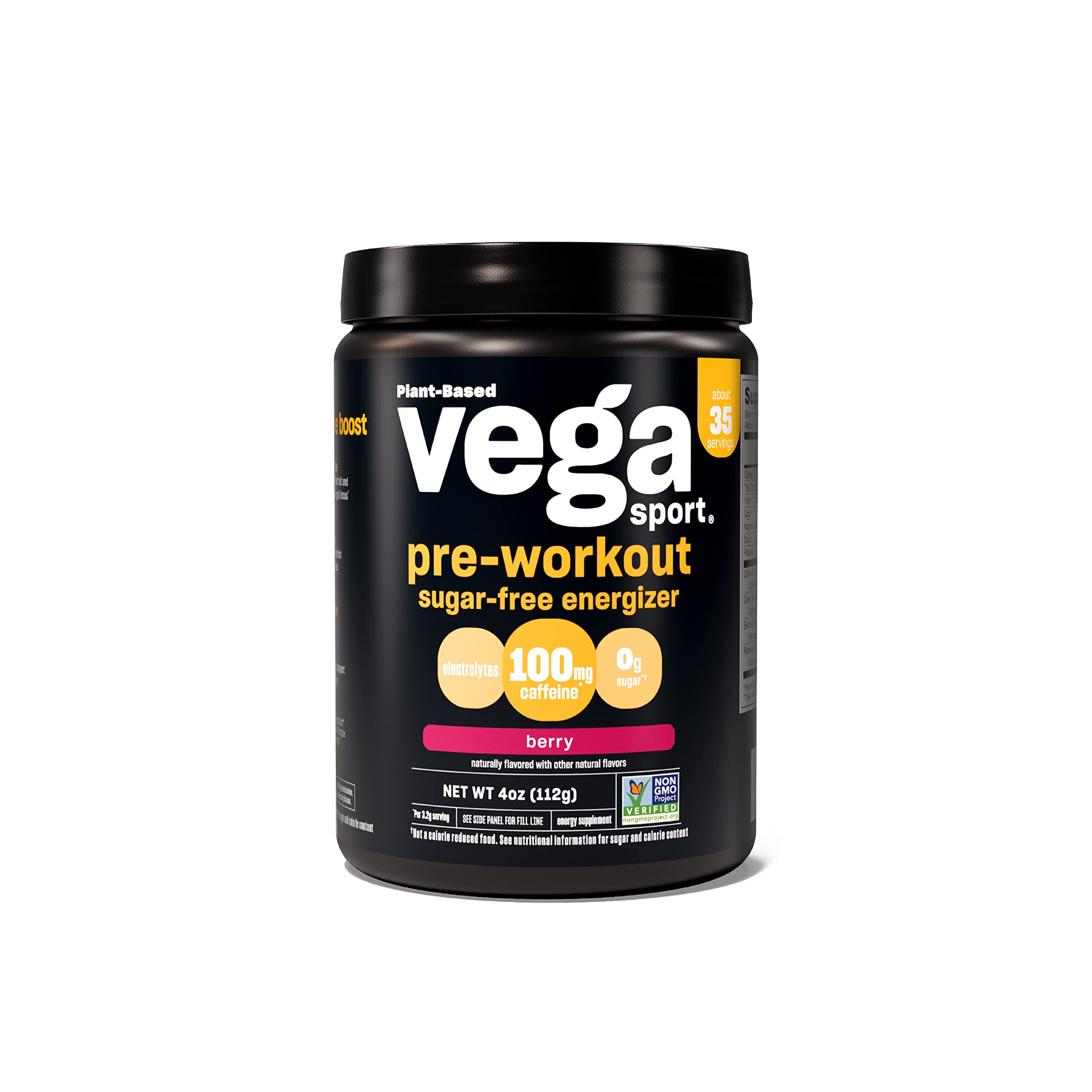 Vega Sport Sugar Free Pre-Workout Energizer Berry - Pre Workout Powder for Women & Men Supports Energy and Focus Electrolytes Vegan Keto Gluten Free Non GMO 4 oz