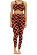 Leggings Park Womens Buttery Soft Workout Sets 2 Piece Bra-Legging Matching Outfits - Gym Yoga Pilates- Valentines Red Heart Medium