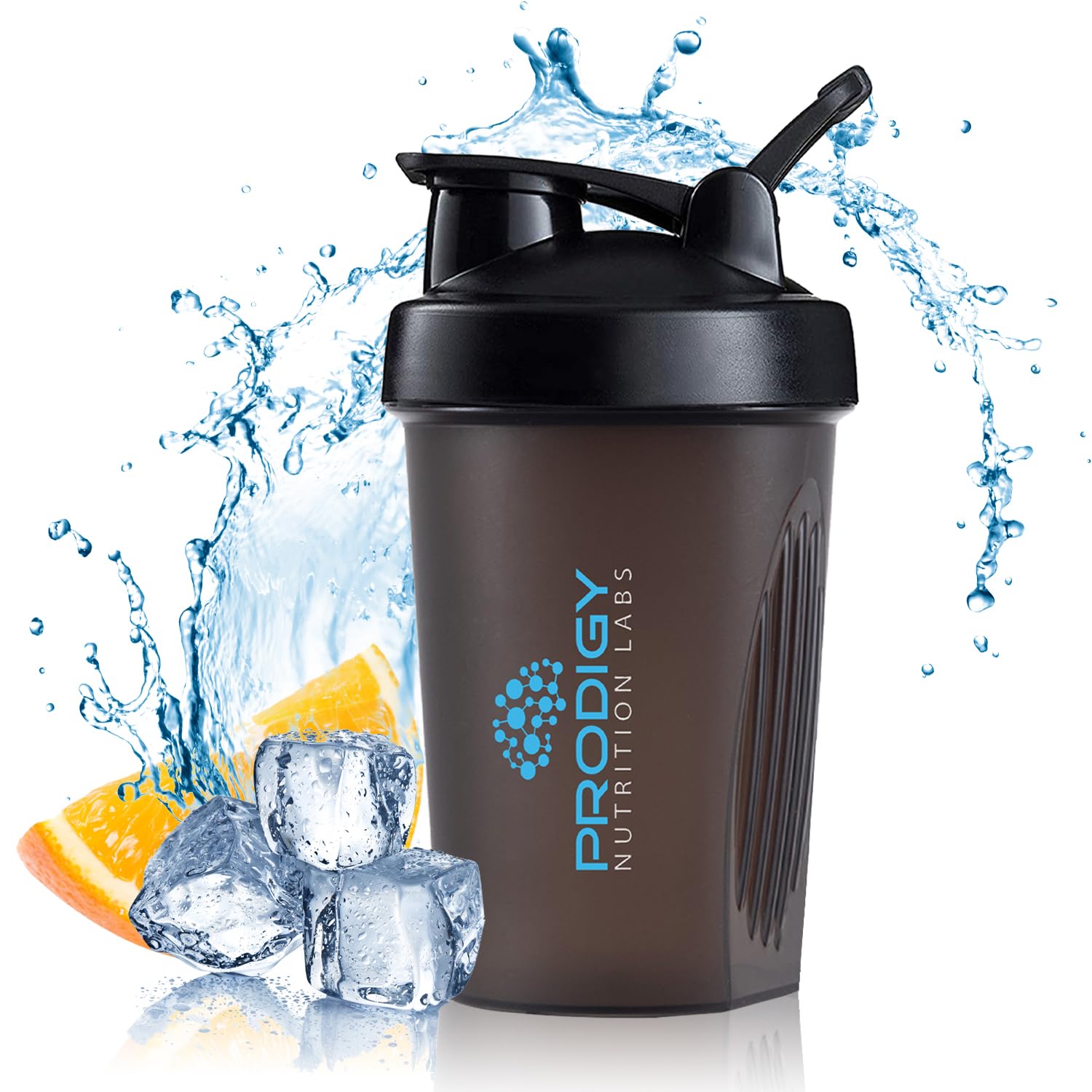 Prodigy Nutrition Labs Premium Shaker Bottle Perfect for Protein Shakes and Pre Workout -14 Ounce (Black)